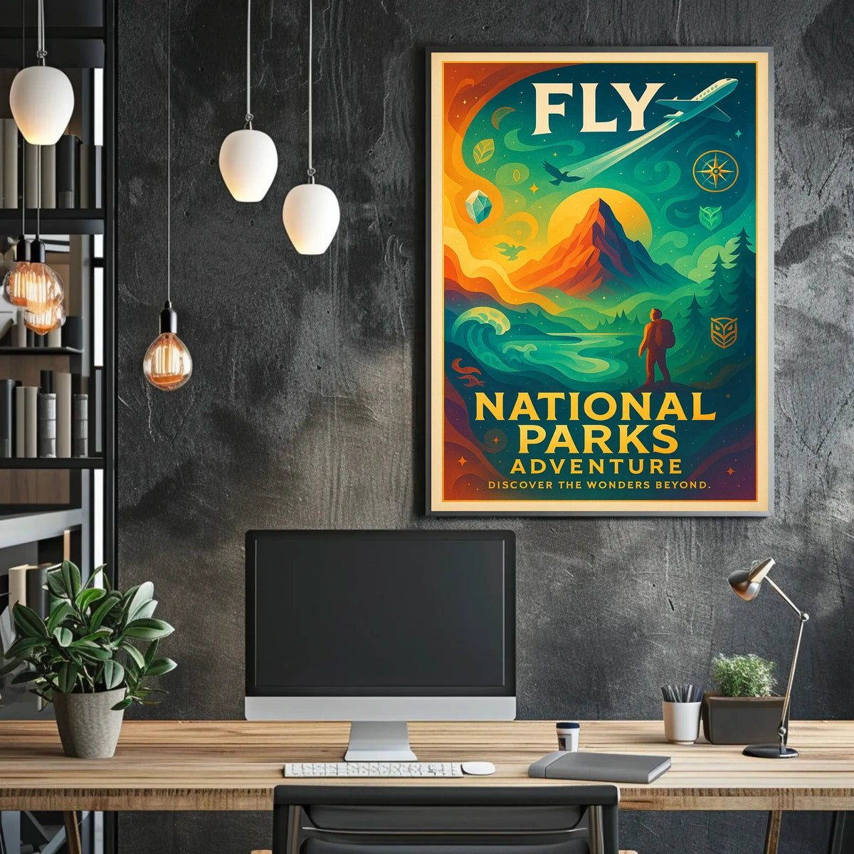 Fly to National Parks Adventure Poster