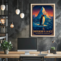 Emperor Penguin Majesty in Icy Landscape Animal Poster