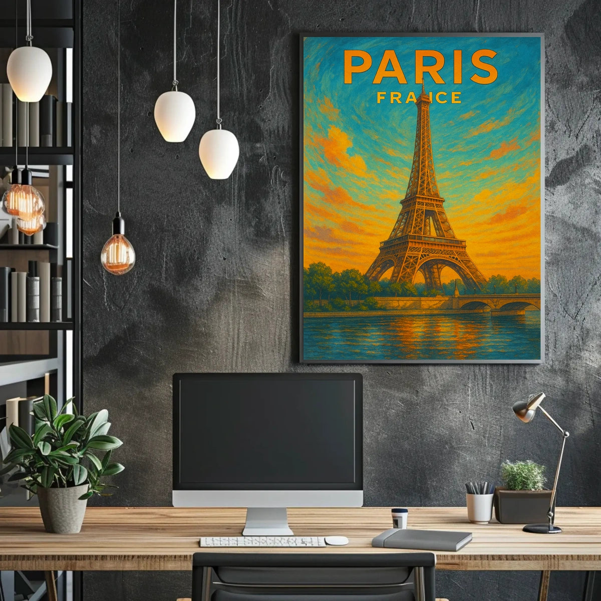Paris, France Eiffel Tower At Sunset Poster