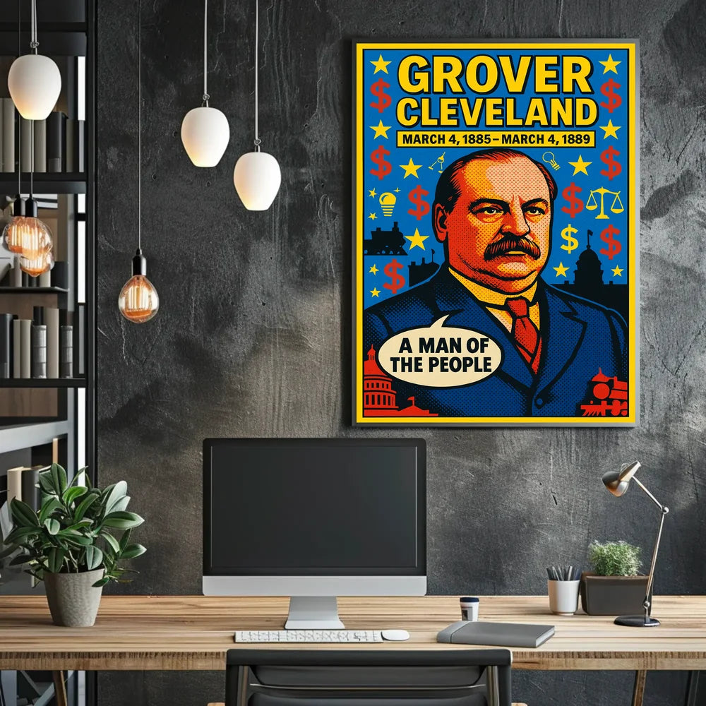 Grover Cleveland Pop Art Vintage Presidential Poster PosterGoat