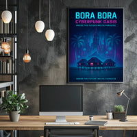 Bora Bora Cyberpunk Oasis: Futuristic Sci-Fi Poster PosterGoat