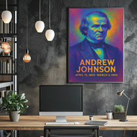 Andrew Johnson 17th President of the United States Neon Gradient Overlay Poster