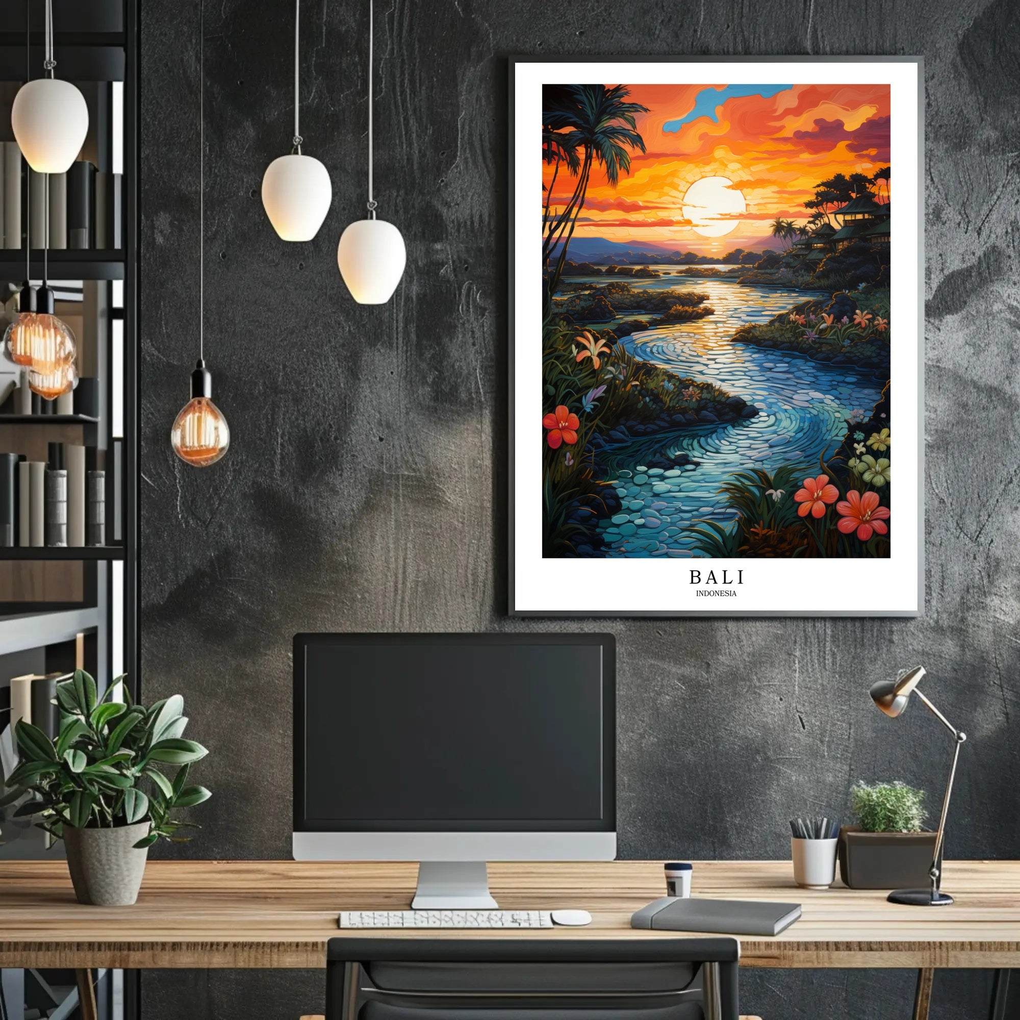 Bali Sunset Tropical Getaway Travel Poster PosterGoat