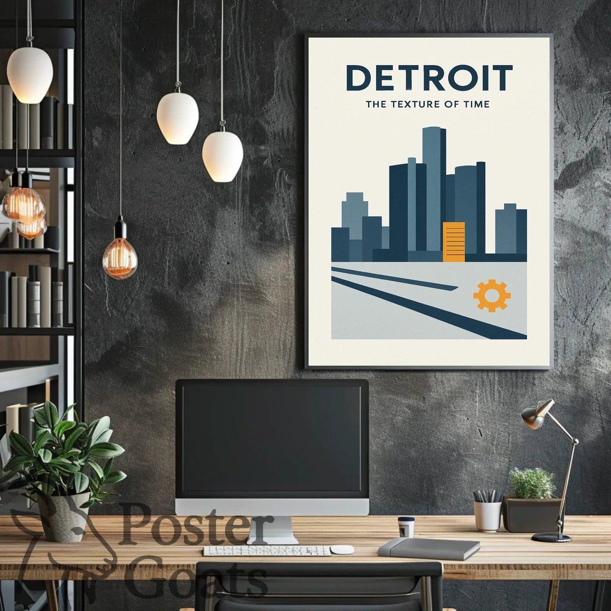Detroit Cityscape Modern Industrial Urban Artwork Poster