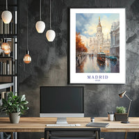 Madrid Cityscape: Impressionistic Urban Art Poster PosterGoat