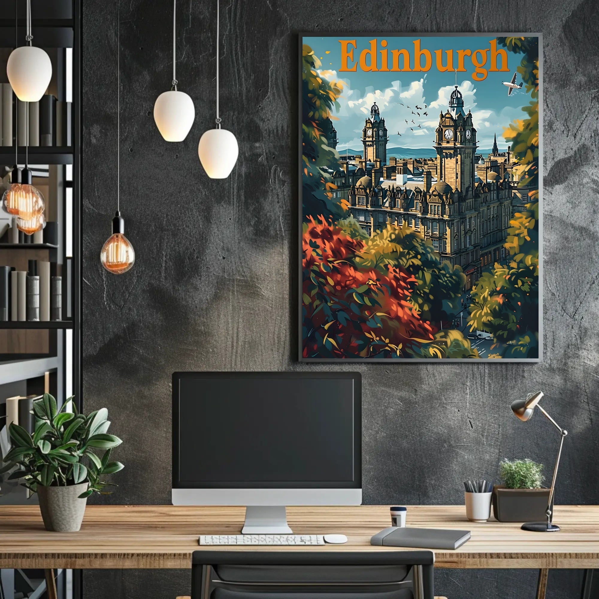 Edinburgh Cityscape Travel Poster
