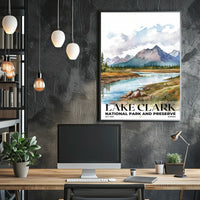 Lake Clark Watercolor Wall Art Poster
