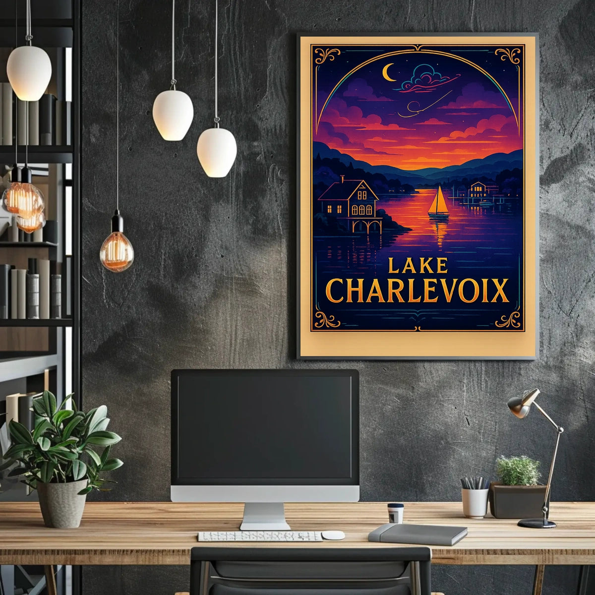 Lake Charlevoix Sunset View - Travel Poster