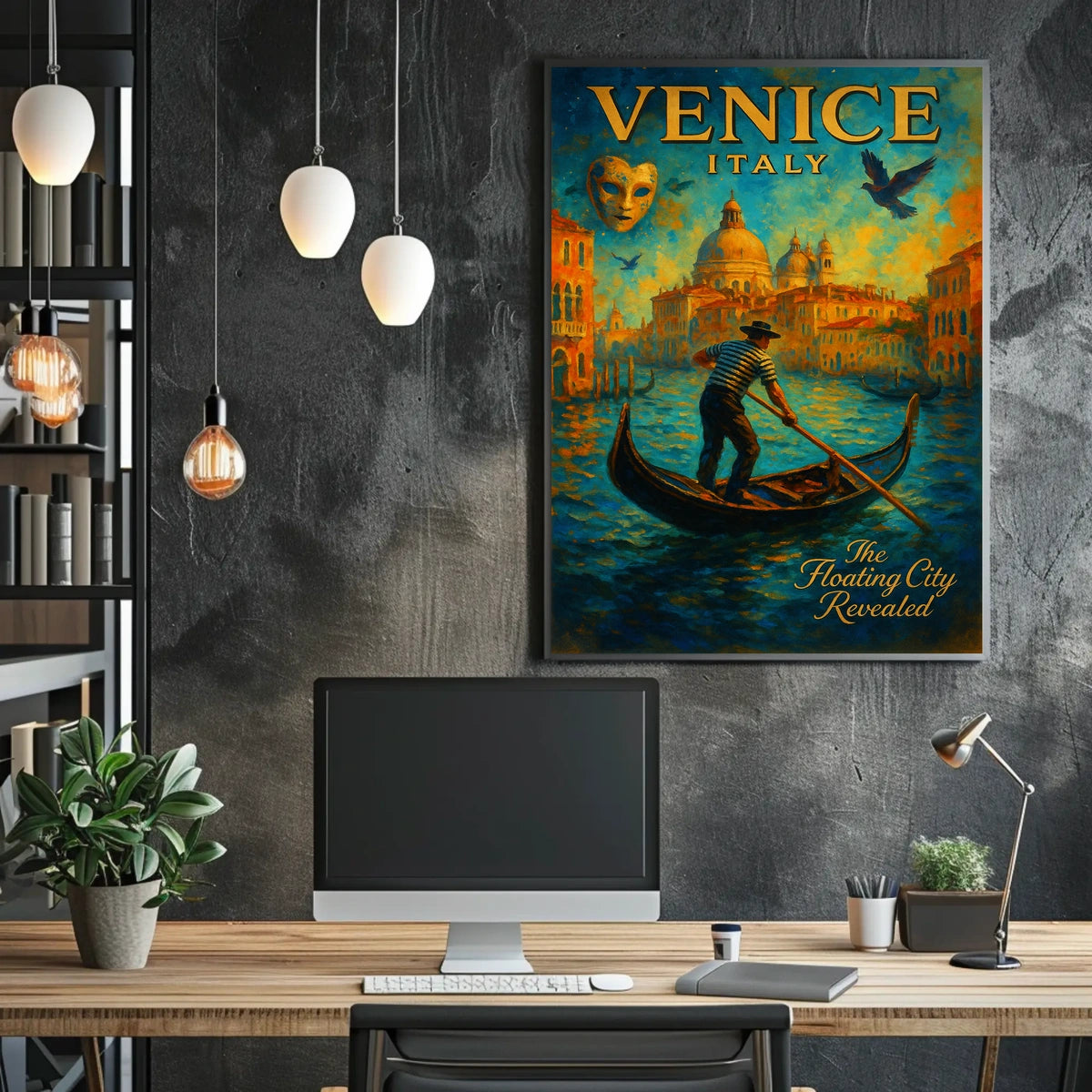 Venice Poster Floating City Revealed Romantic Travel Art