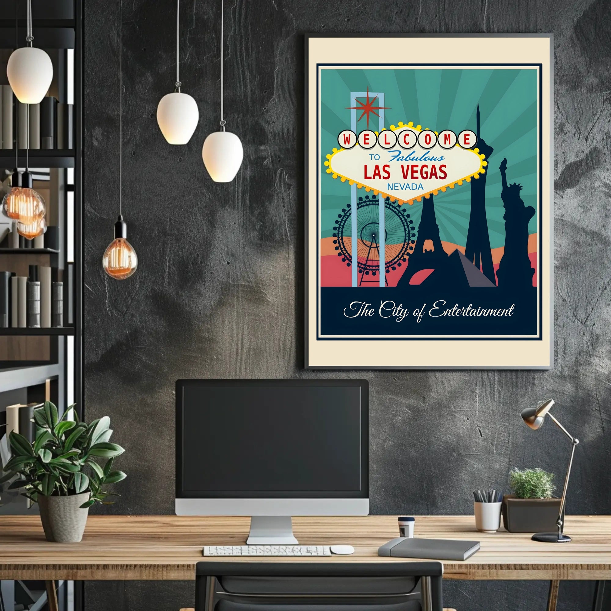 Iconic Las Vegas Landmarks Travel Poster