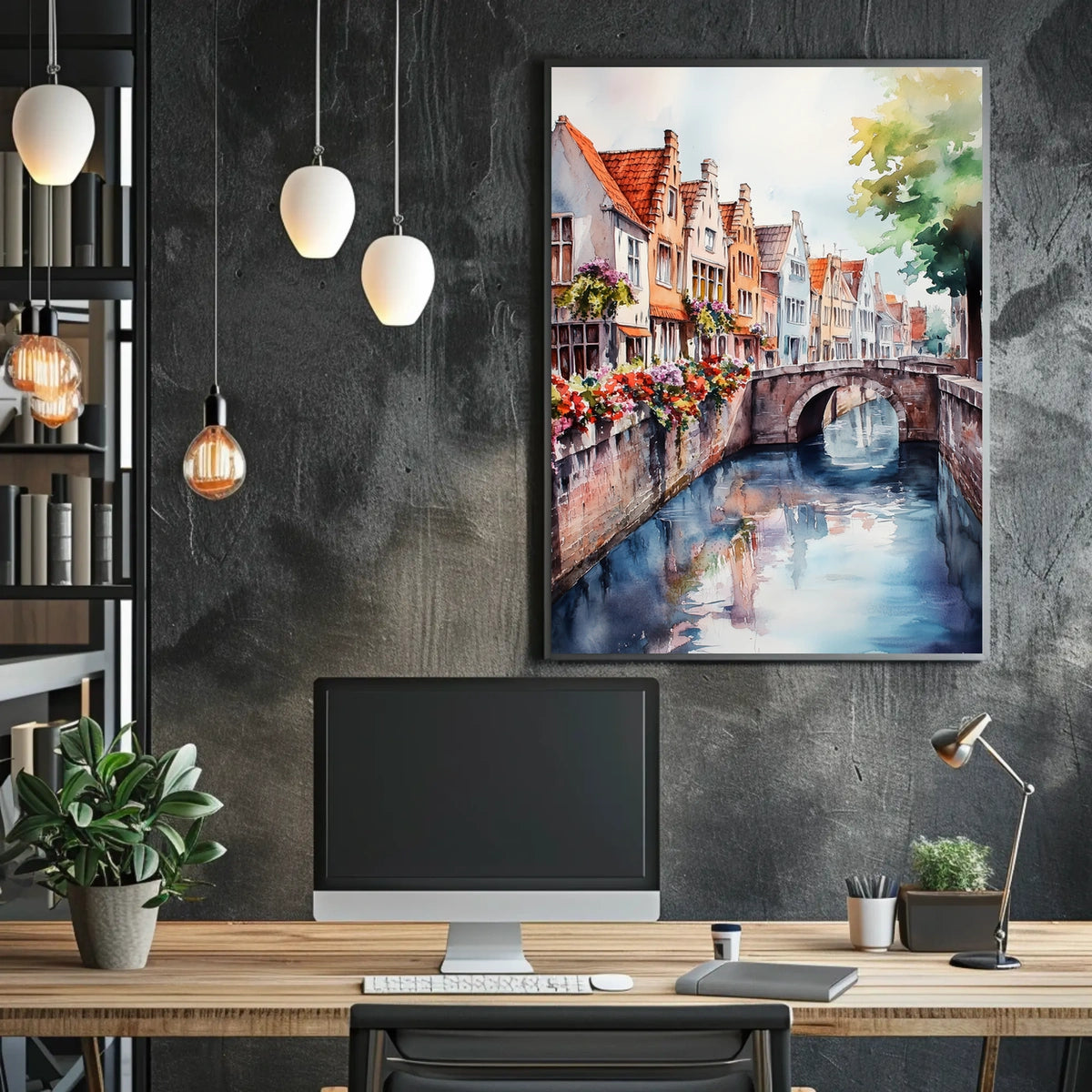 Belgium Bruges Canal and Old Town Poster
