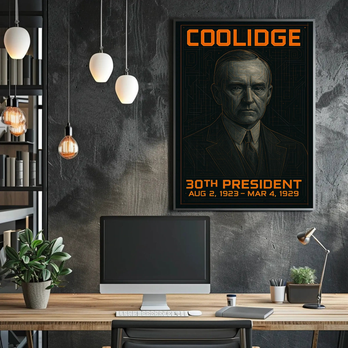 Calvin Coolidge 30th President of the United States Techno Schematic Poster