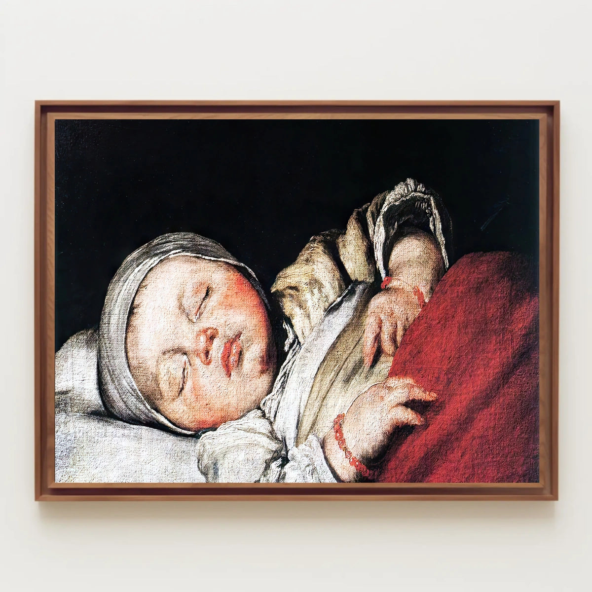 Sleeping Infant Amidst Historical Charm - Artistic Poster