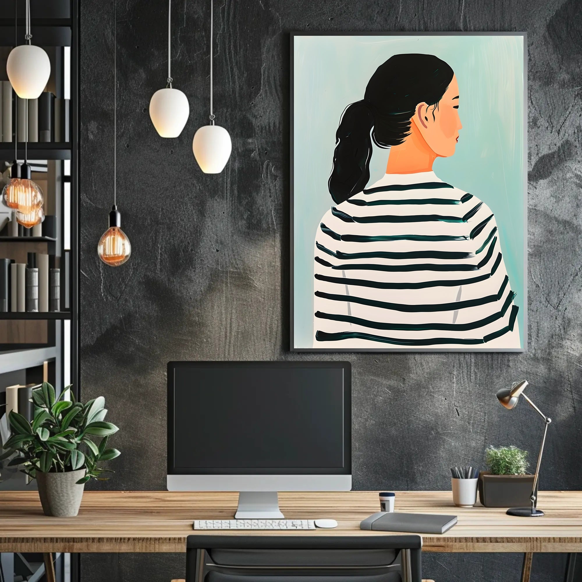 Striped Serenity Poster Modern Abstract Wall Art Print