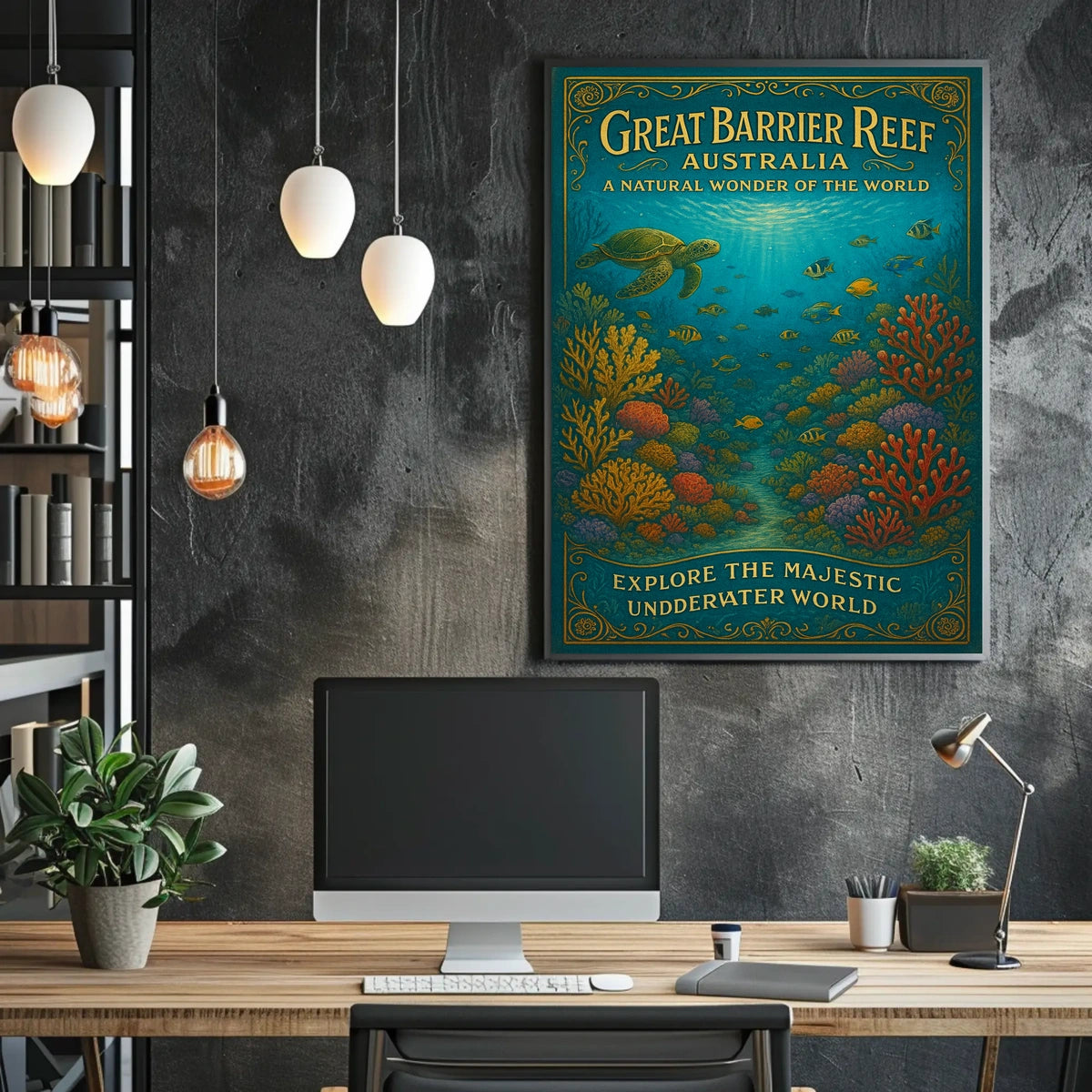Great Barrier Reef Australia Underwater Marine Life Poster