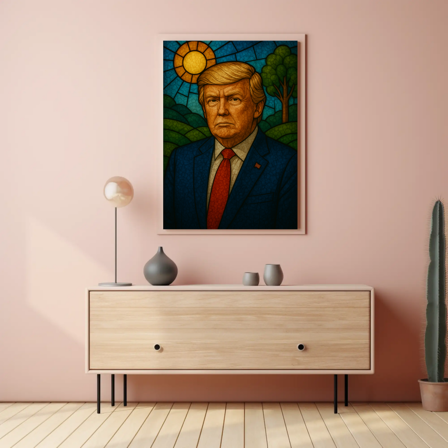 Donald Trump Stained Glass Style Poster