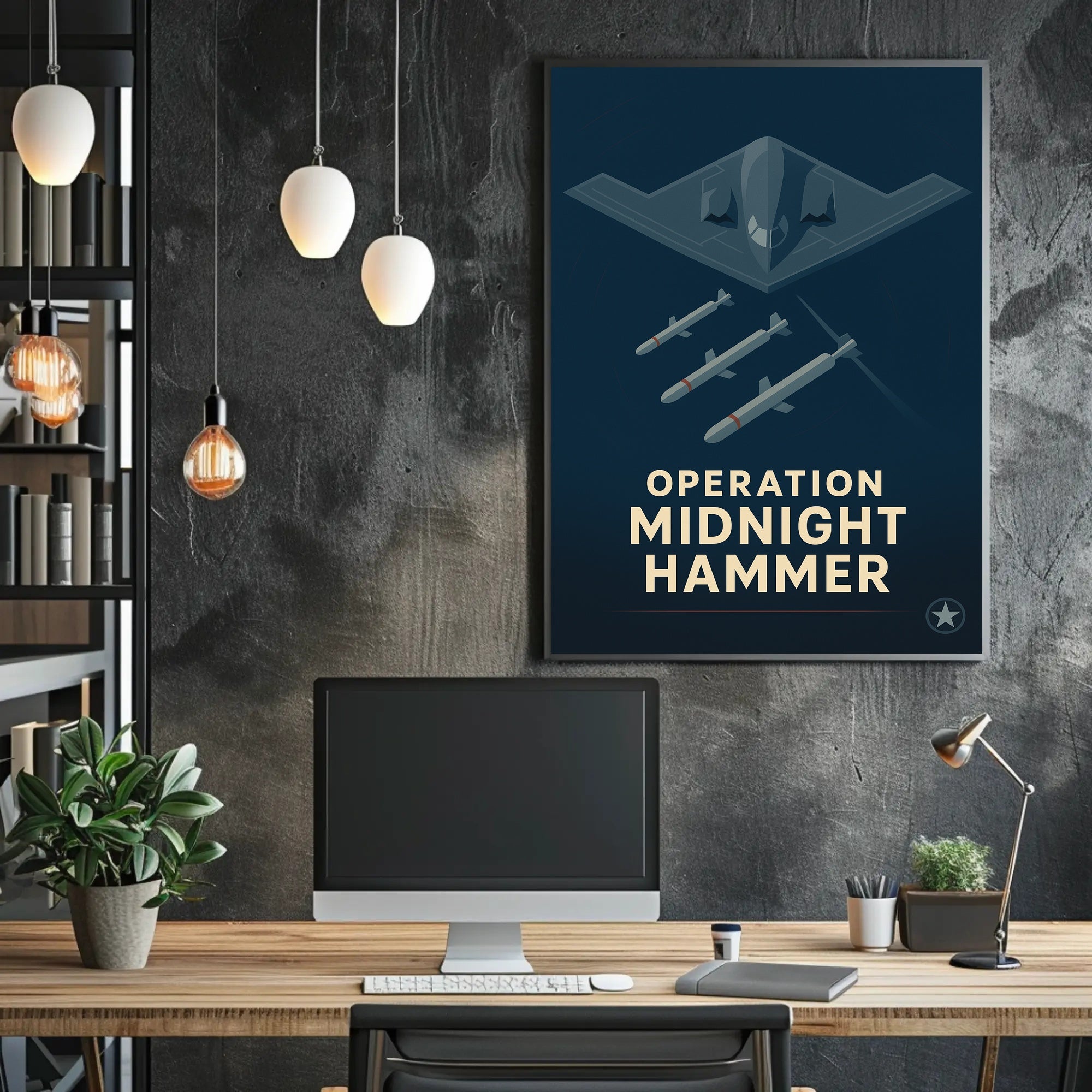 Operation Midnight Hammer: Futuristic Military Aviation Poster PosterGoat
