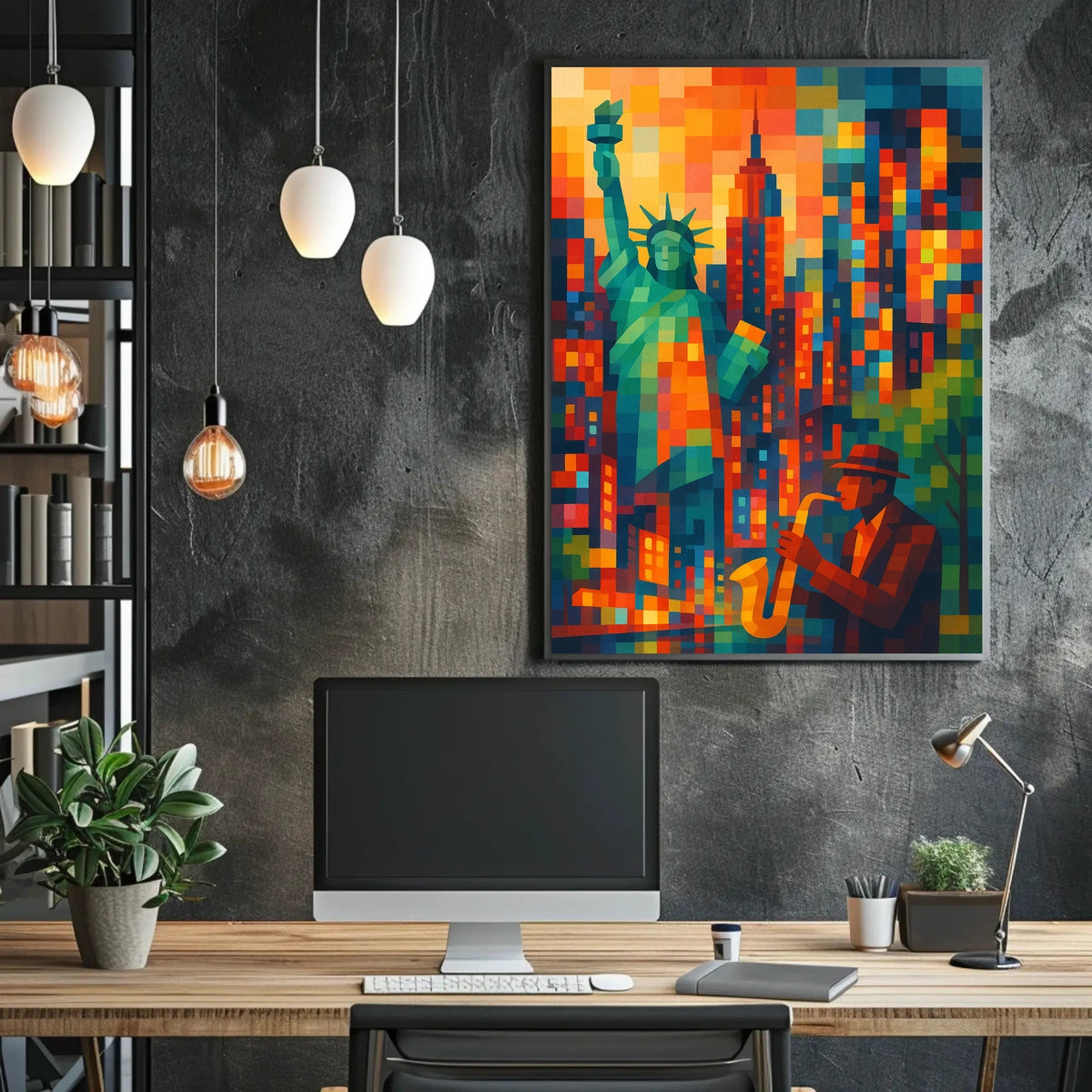 New York City Jazz Poster Abstract Vibrant Wall Art