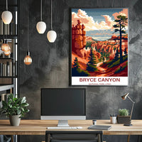 Bryce Canyon Illustrated Print: Stunning National Park Poster