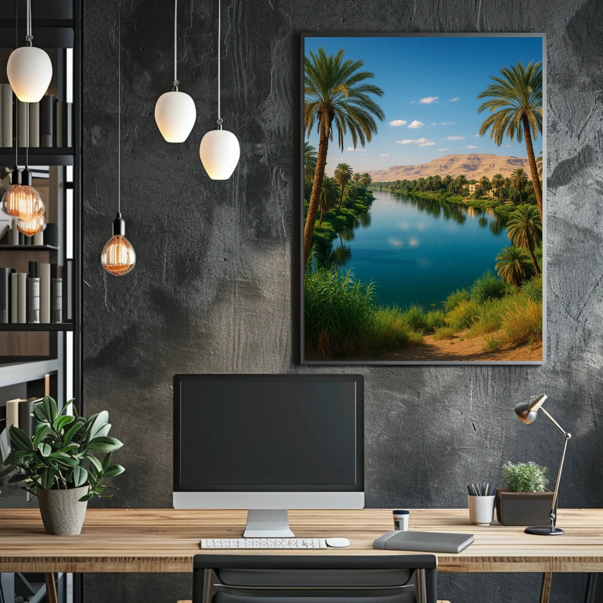 Serene Riverside Oasis Poster