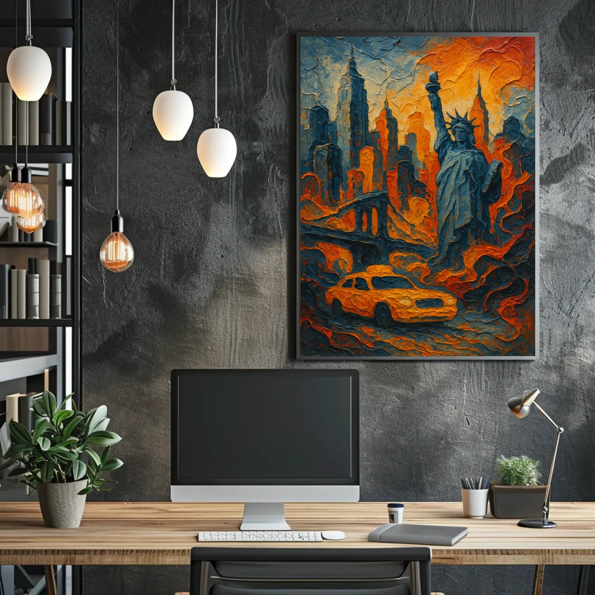 New York City Skyline Poster Modern Travel Wall Art