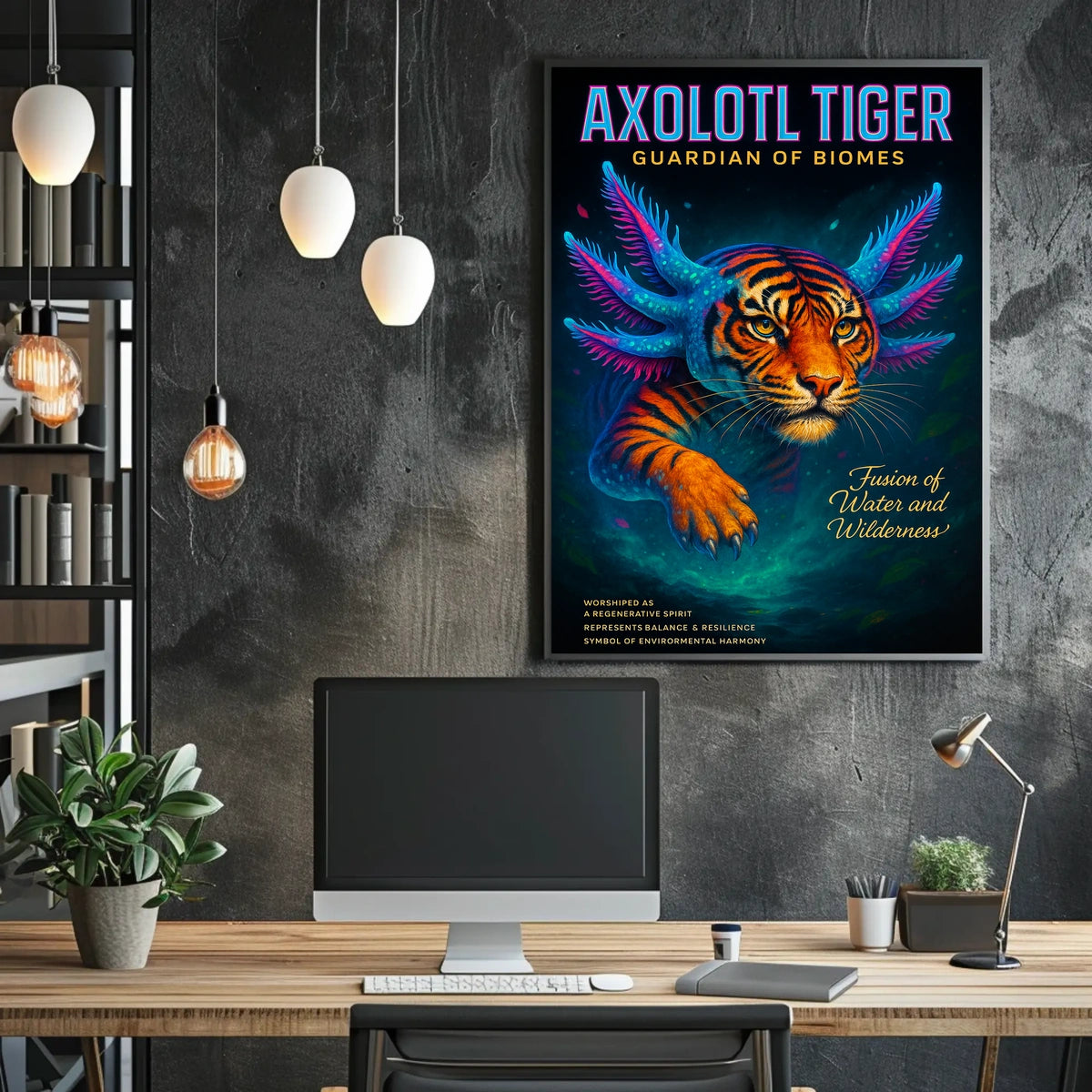 Axolotl Tiger Guardian of Biomes Poster
