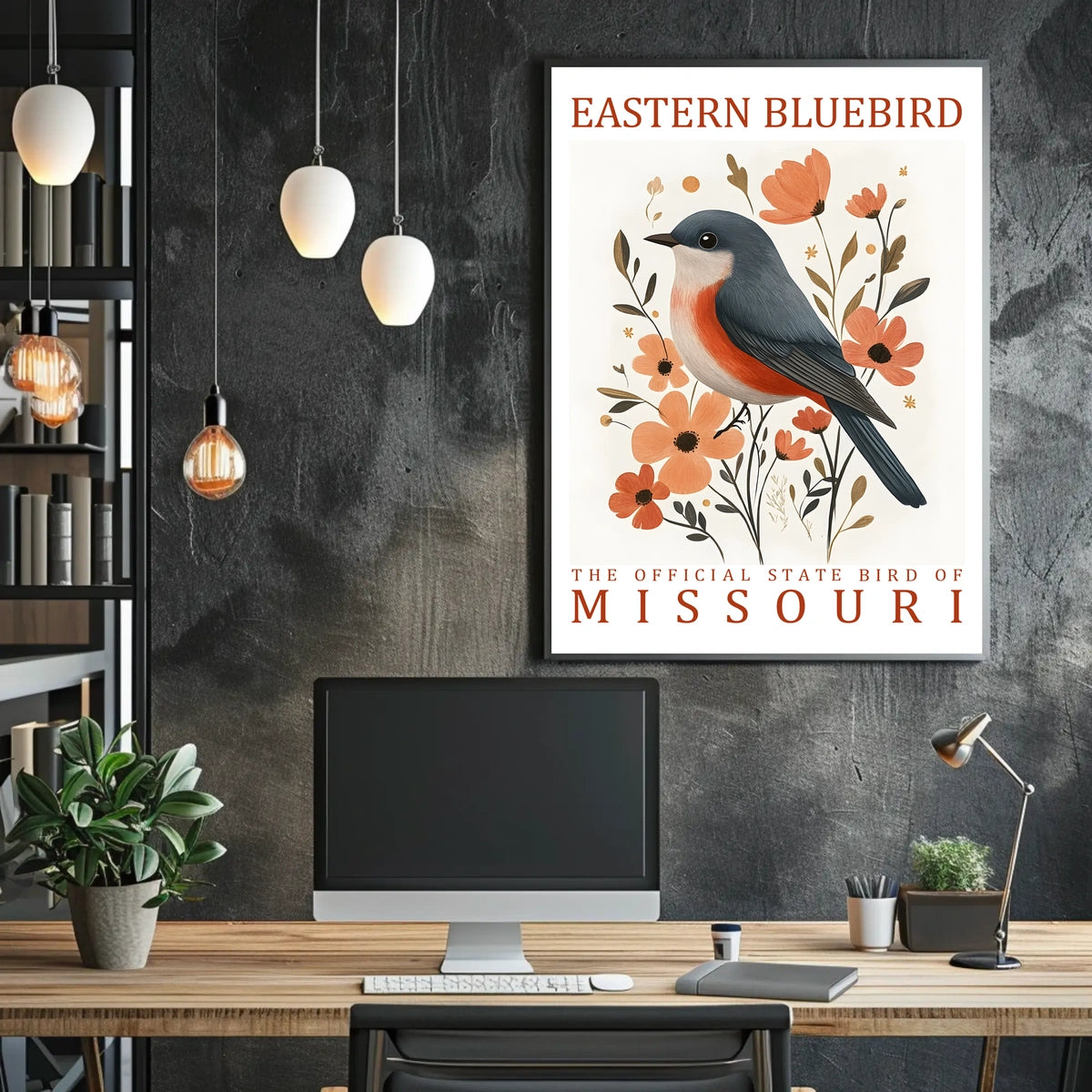 Eastern Bluebird Modern Art Poster for Home Decor