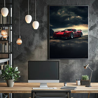 Red Supercar at Sunset Poster PosterGoat