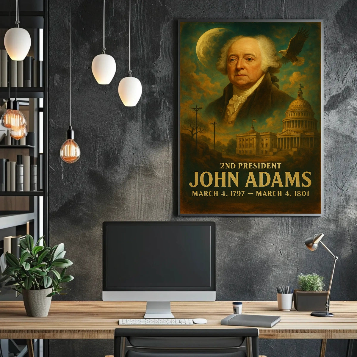 John Adams Patriotic Presidential Neoclassical Realism Portrait Historical Founding Figure Poster