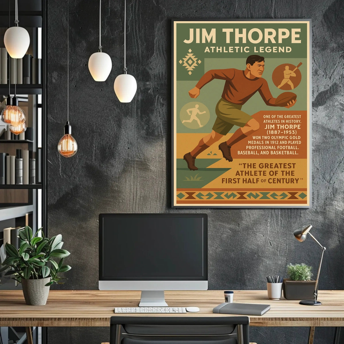 Jim Thorpe Athletic Legend Poster Wall Art Decor Travel