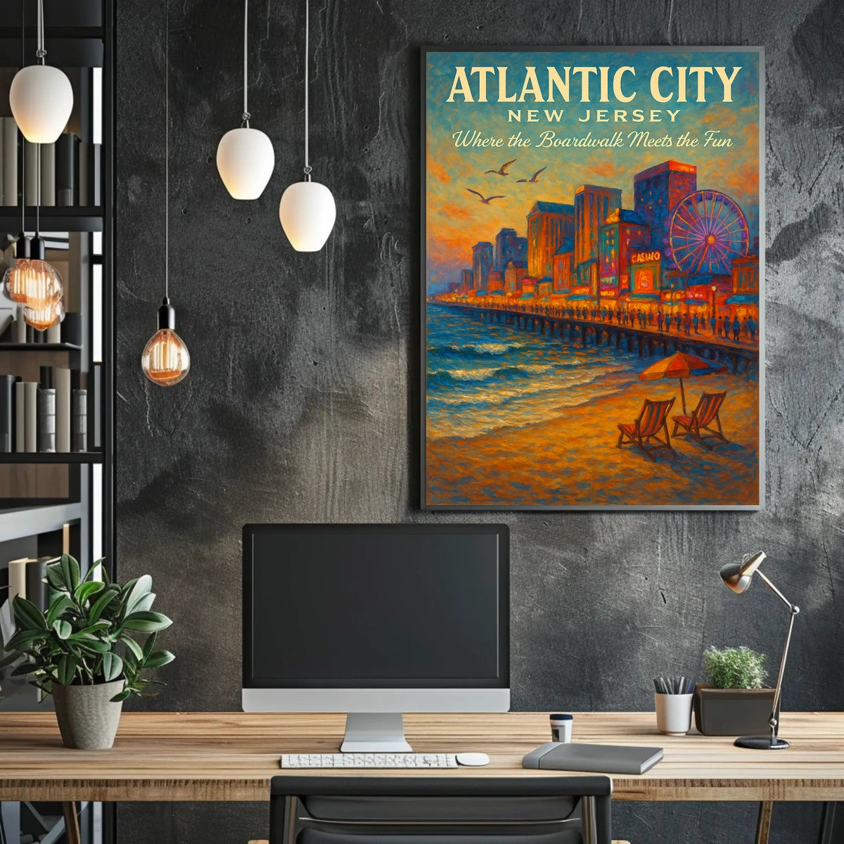 Atlantic City Where the Boardwalk Meets the Fun Poster