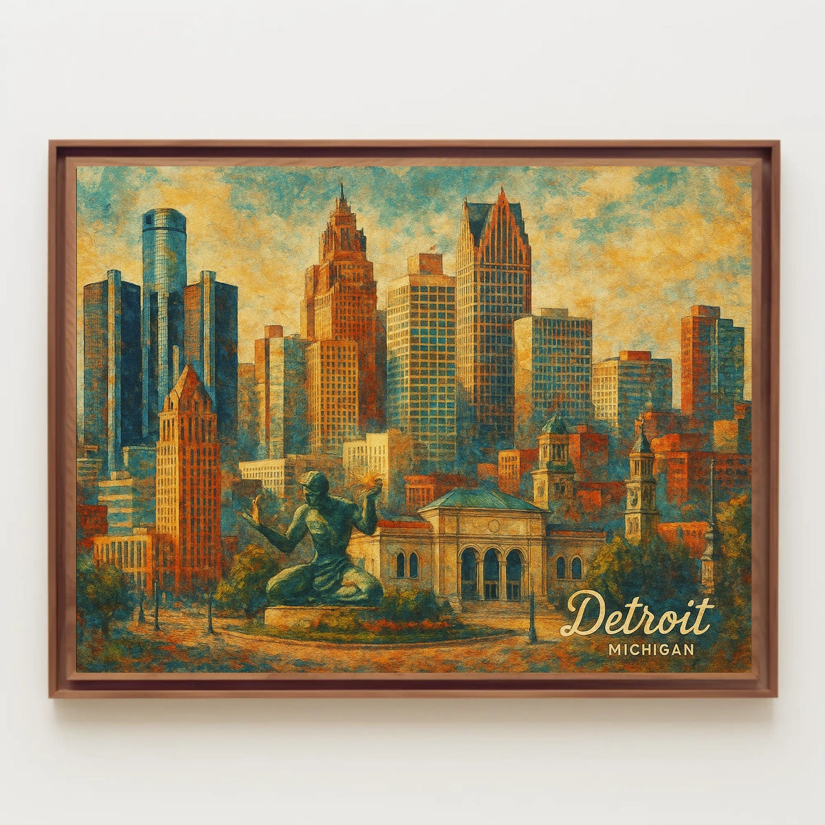 Detroit Skyline Art Poster