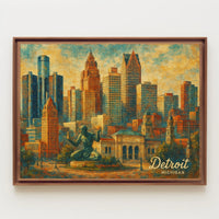 Detroit Skyline Art Poster