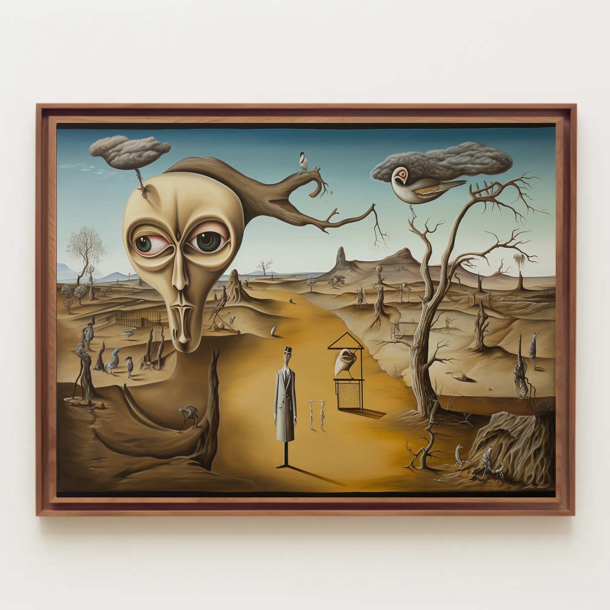 Surreal Head with Tree in Dreamlike Artistic Poster