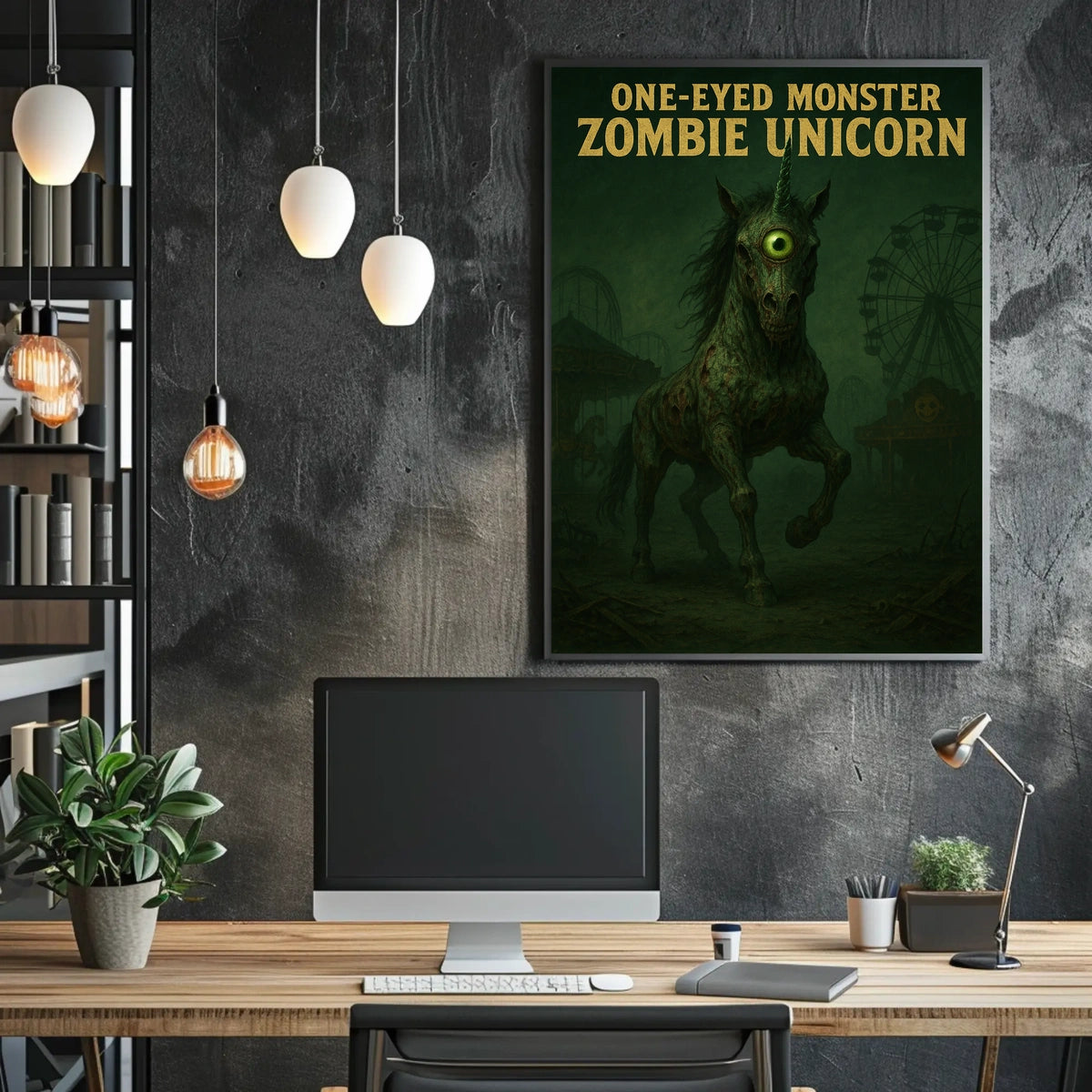 One-Eyed Monster Zombie Unicorn Poster