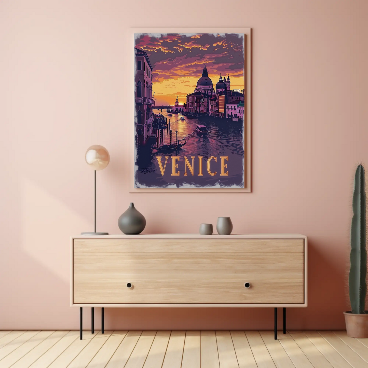 Venice Italy Grand Canal Sunset Travel Poster