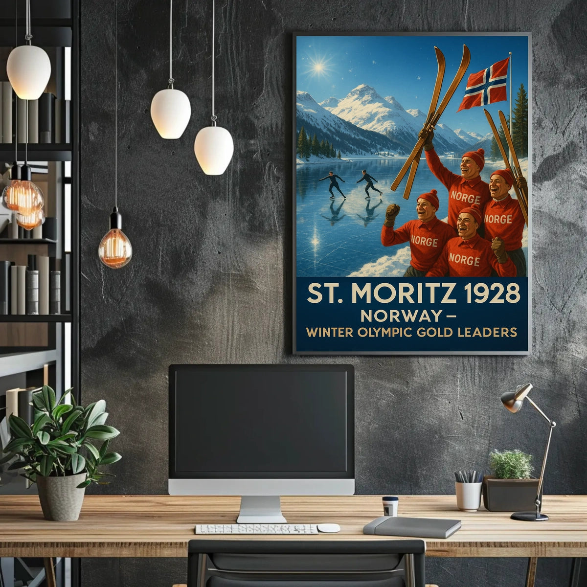 St. Moritz 1928 Norway Winter Olympic Poster