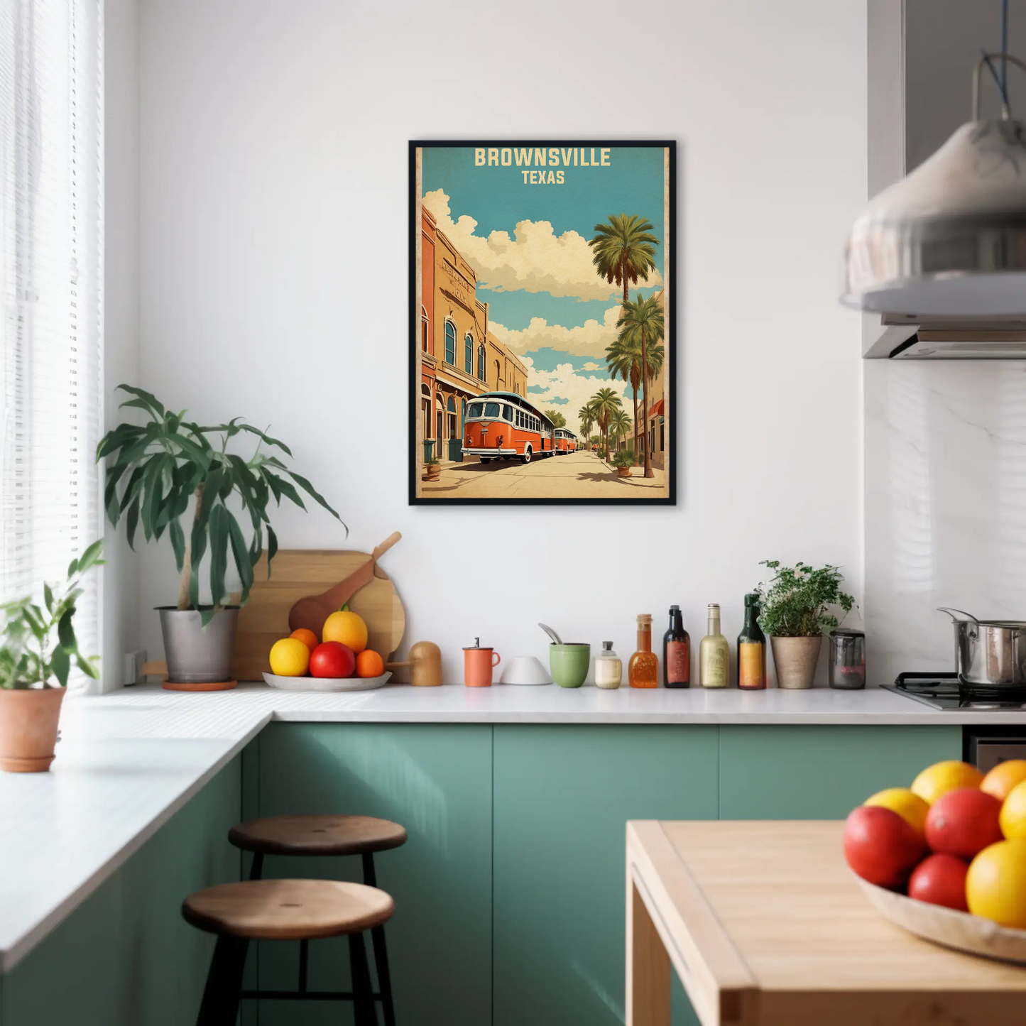 Brownsville Texas American Scene Art Vintage Travel Poster