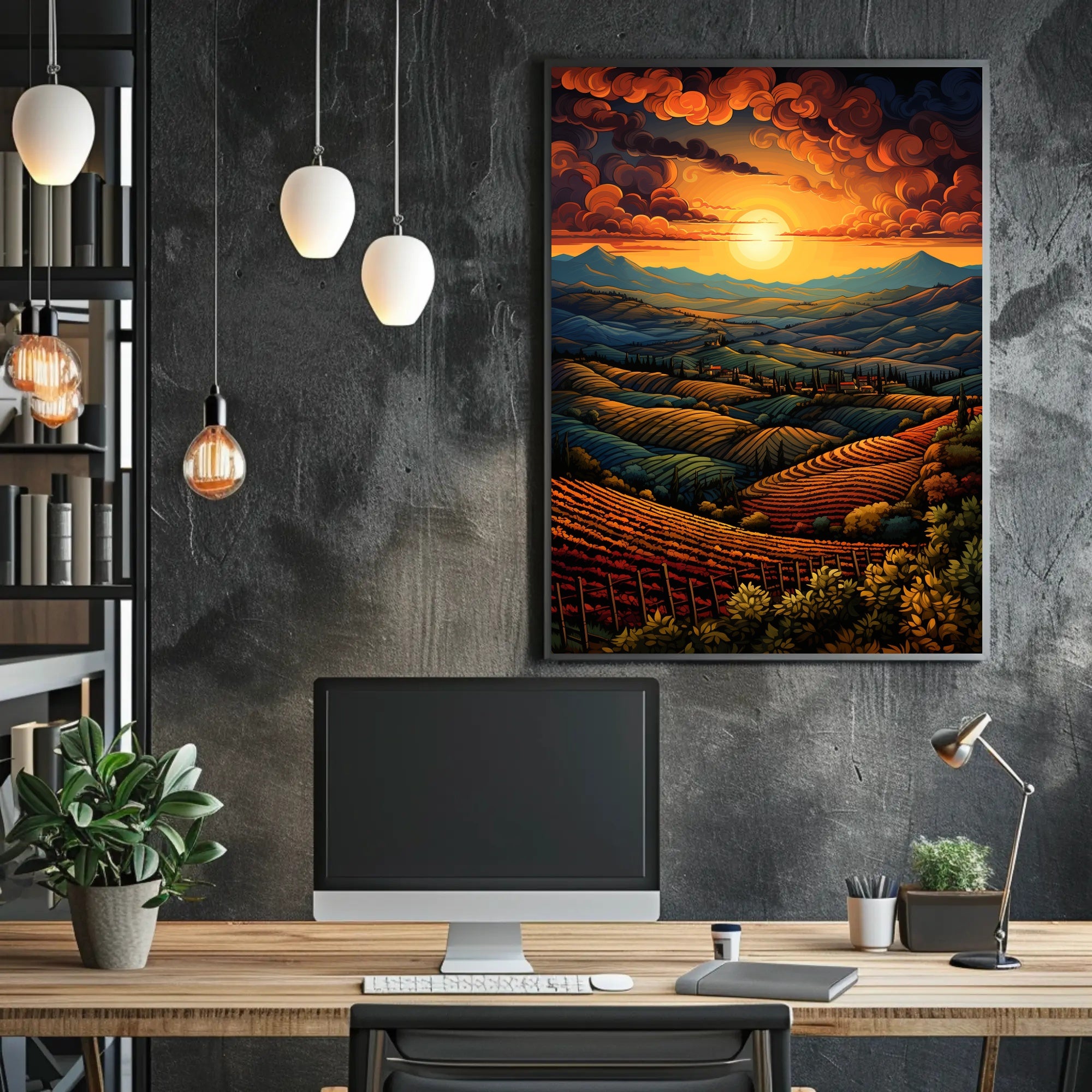 Sunset Over Rolling Hills Poster