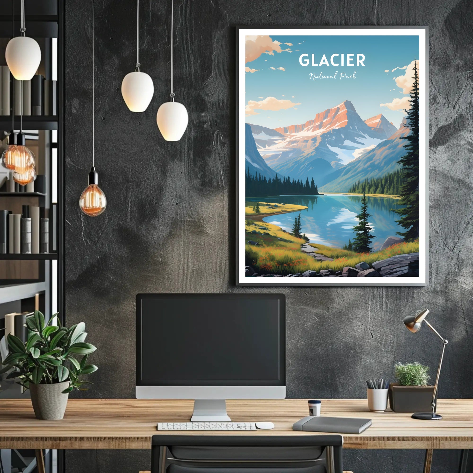 Glacier National Park Travel Poster Vintage Print