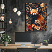 Red Panda in Bloom Wall Art Print