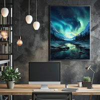 Serene Aurora Borealis Winter Landscape National Park Poster