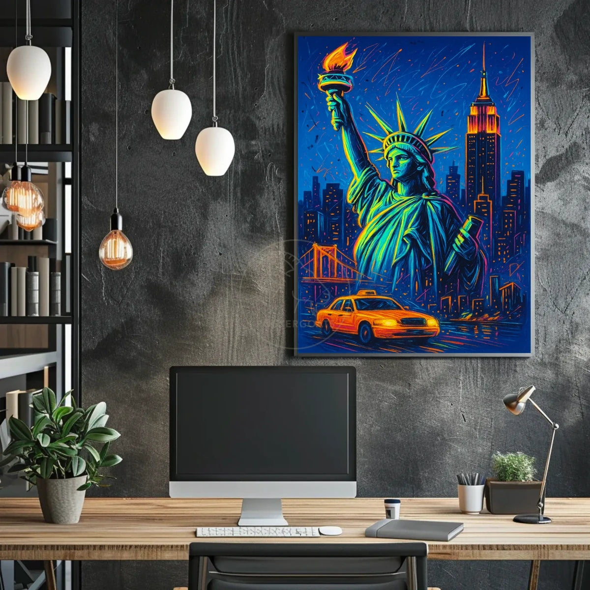 New York City Nightscape Vibrant Urban or Cityscape Poster