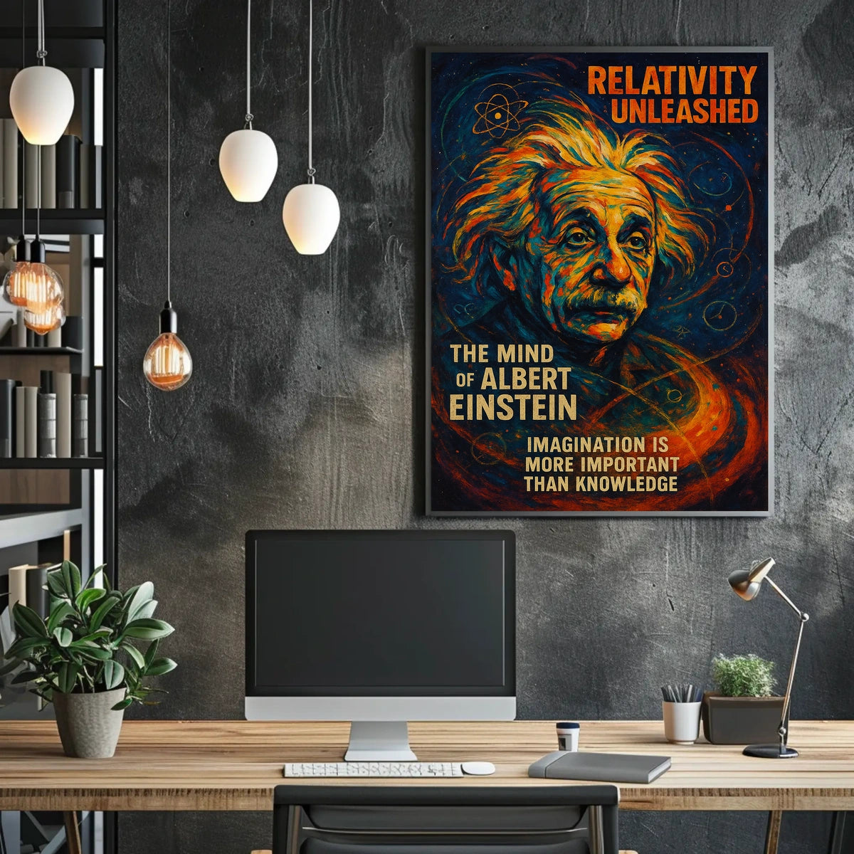 Albert Einstein Inspirational Abstract Art Poster