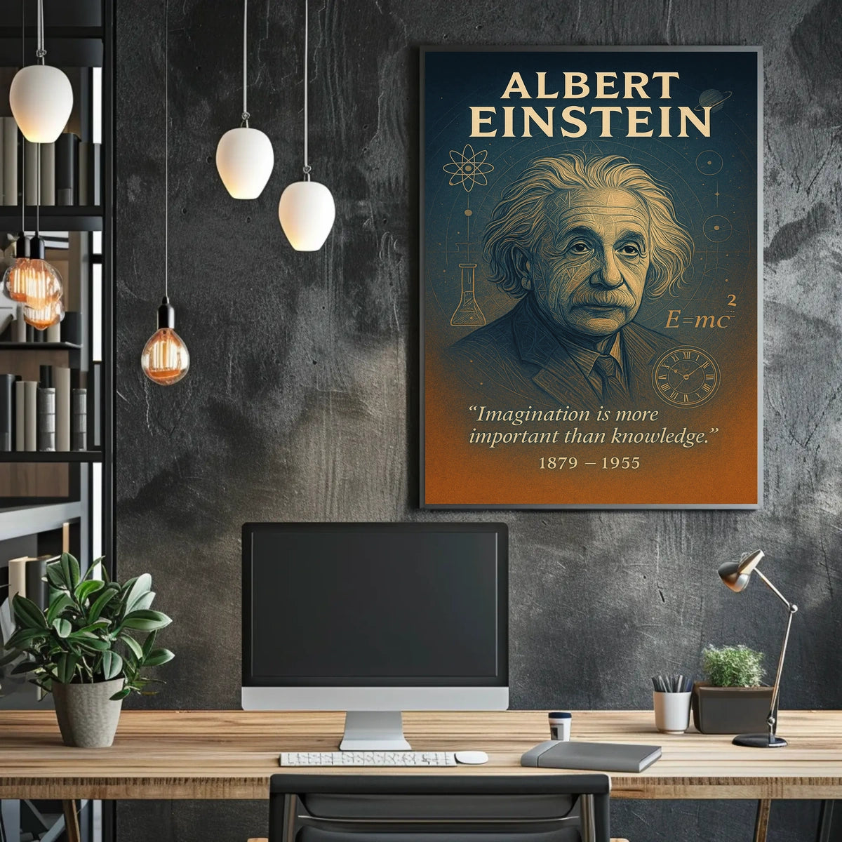 Albert Einstein Vintage Science Poster with Inspirational Quote