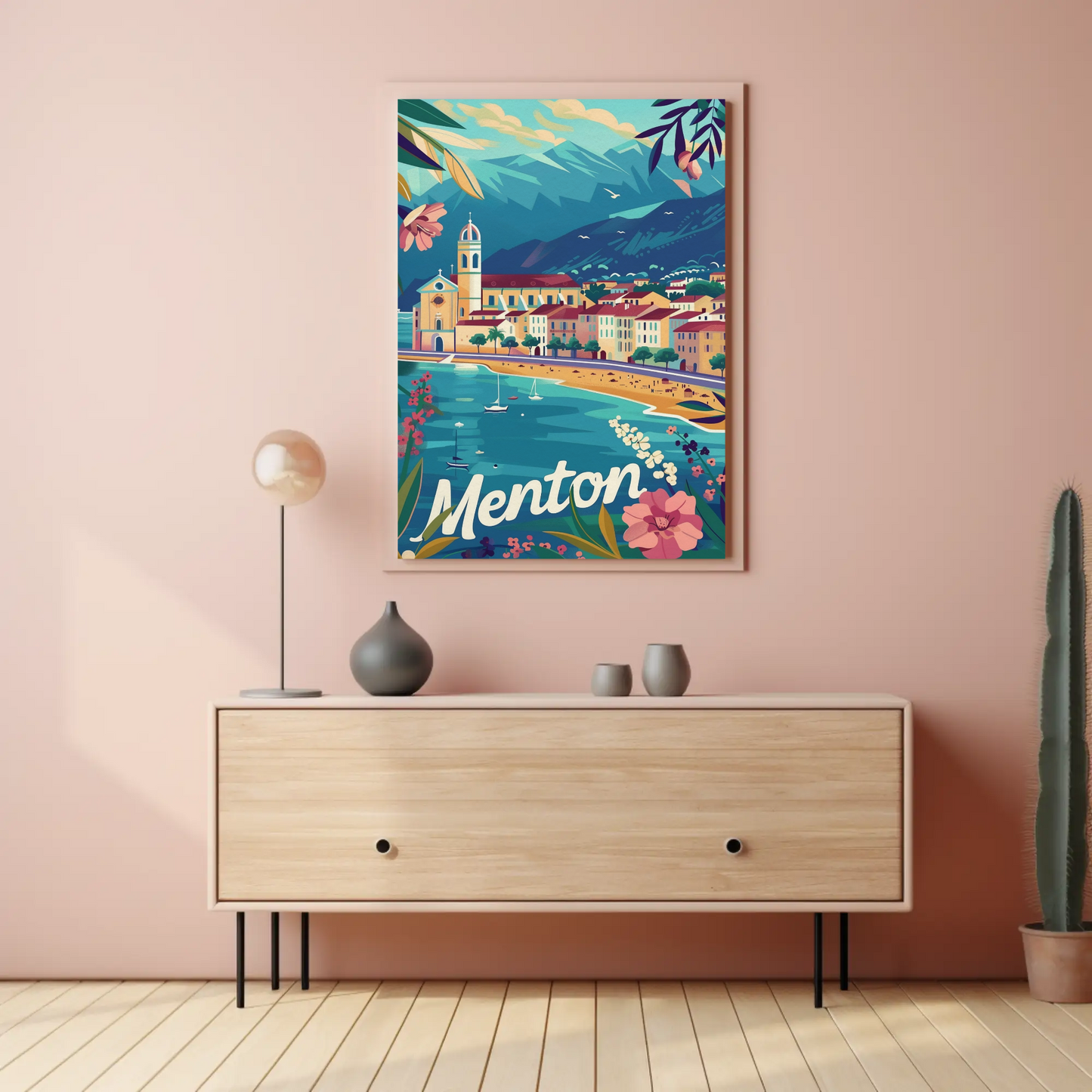 Menton French Riviera Coastal Town Travel Poster
