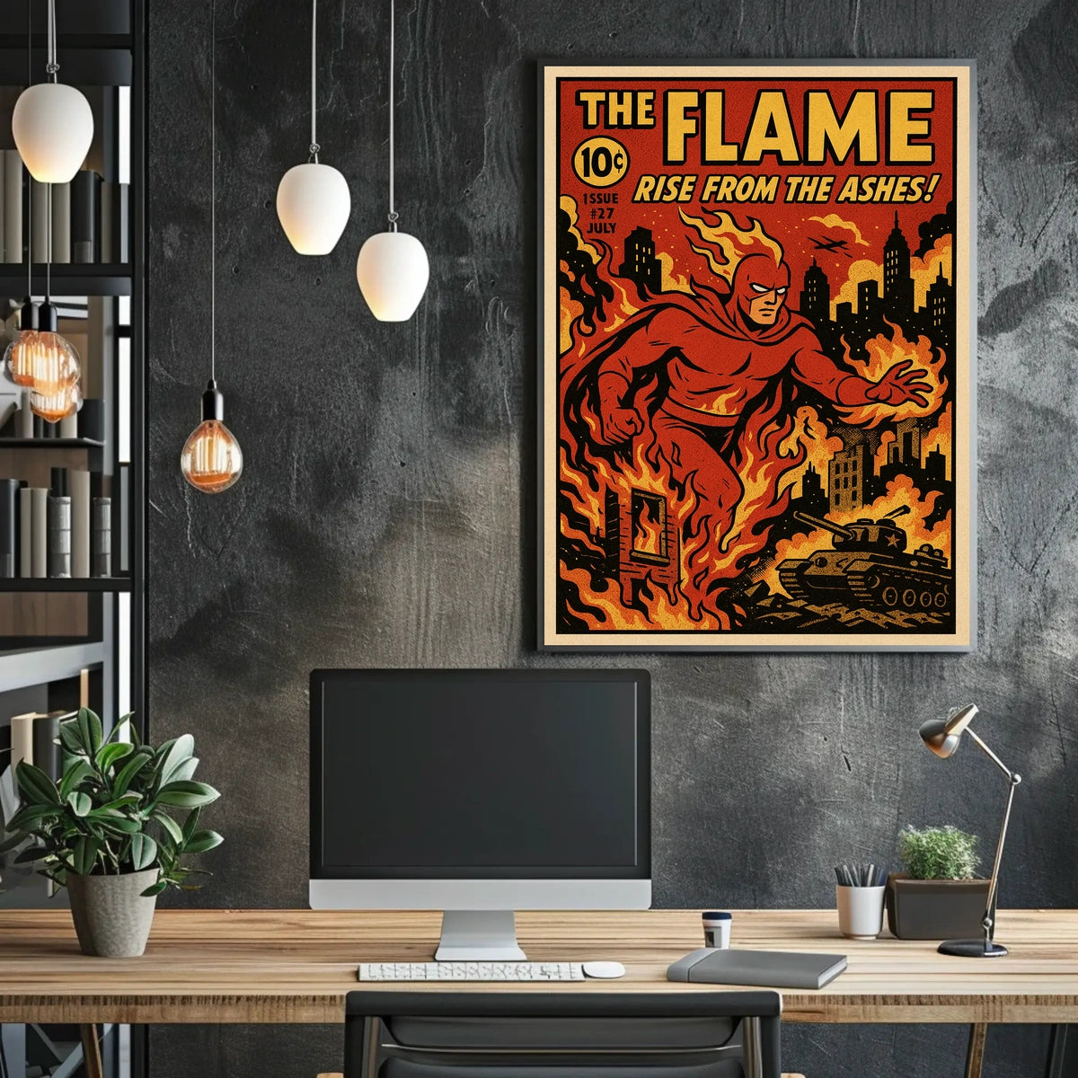 The Flame Comic Book Cover Retro Pop Culture Poster