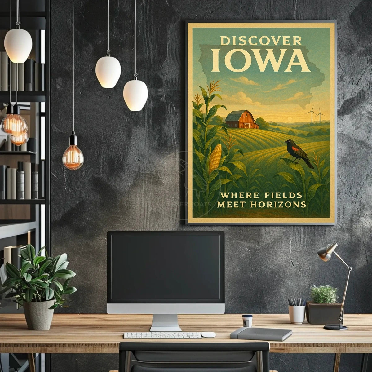 Iowa's Scenic Beauty Illustrated Travel Poster