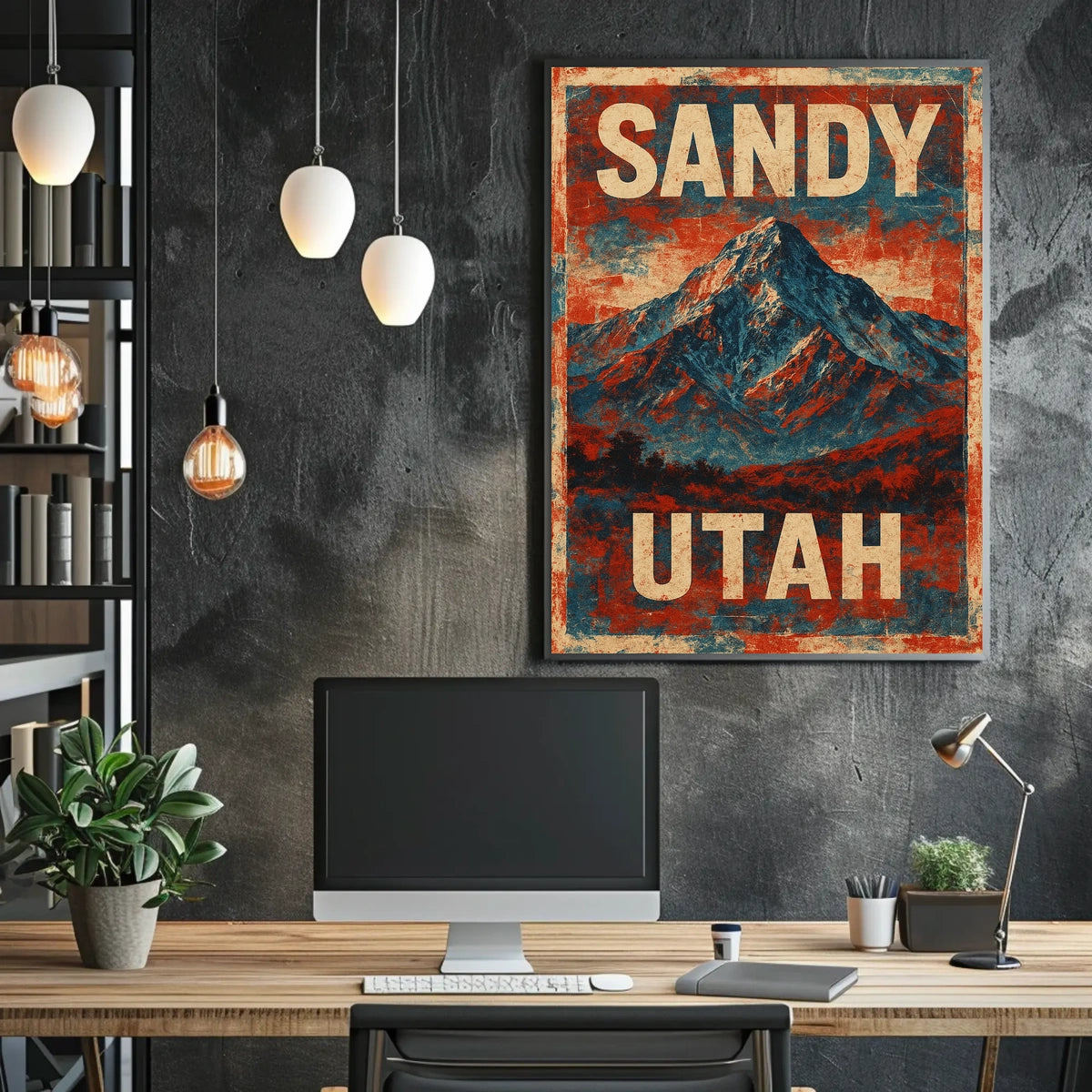 Sandy Utah Wasatch Range Mountain Adventure Travel Vintage Ads Typography Nature Landscape Poster