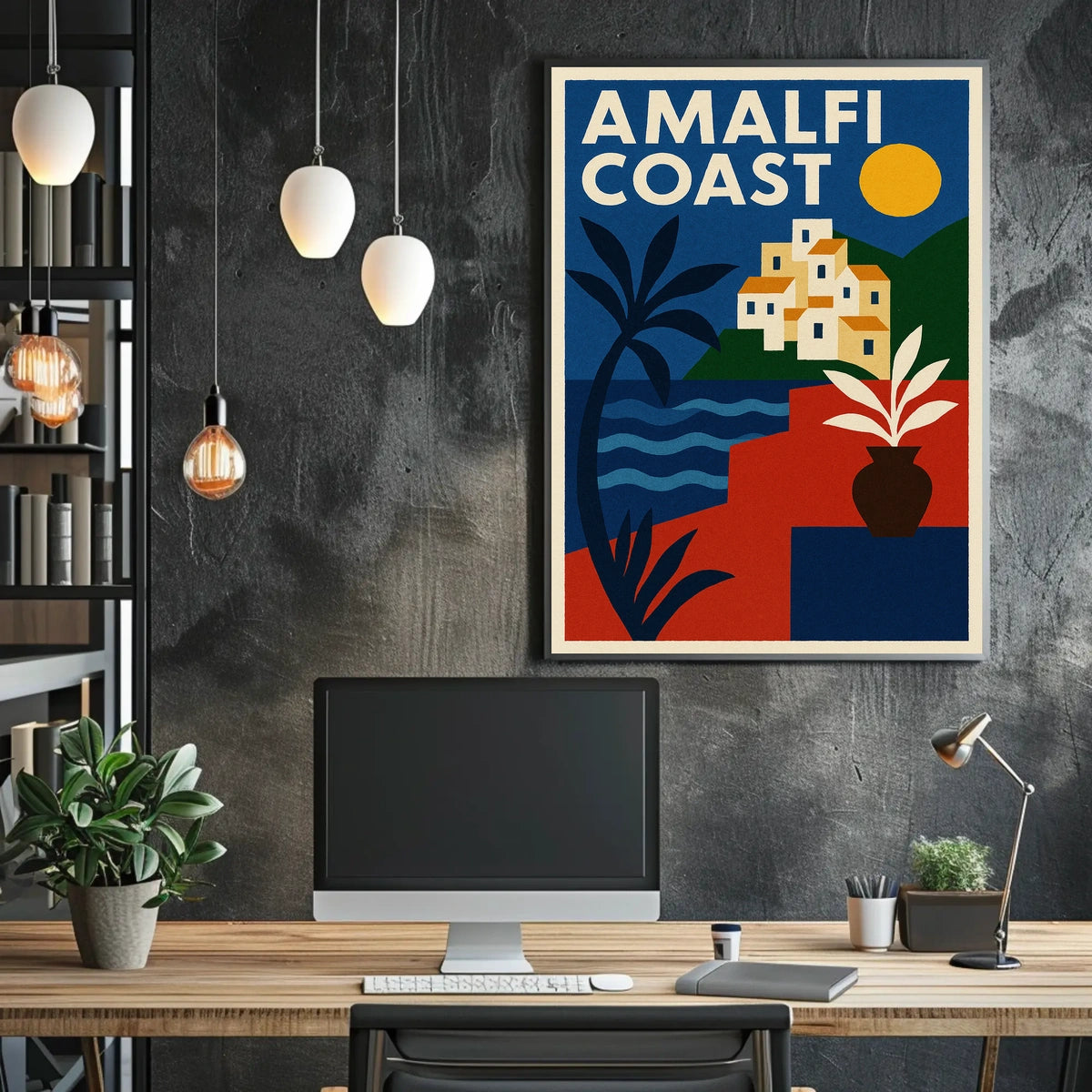 Amalfi Coast Scenic Retreat Poster Wall Art Coastal Decor